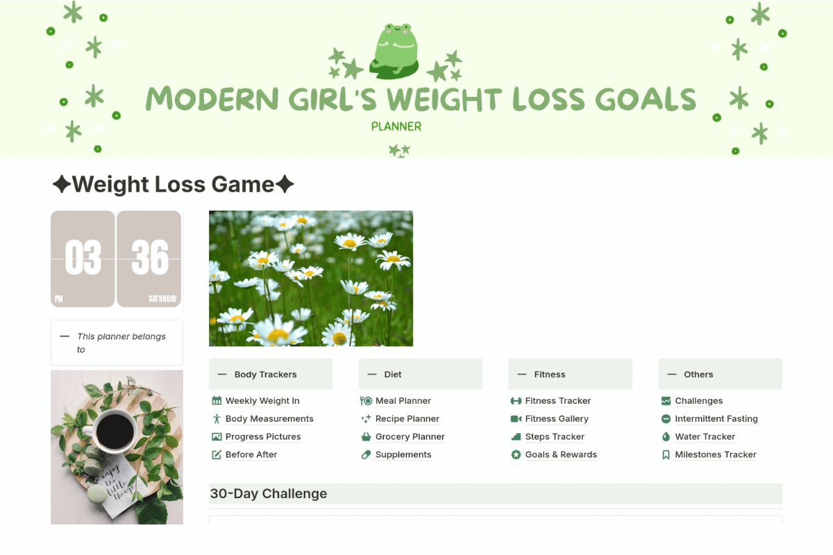 free notion weight loss tracker